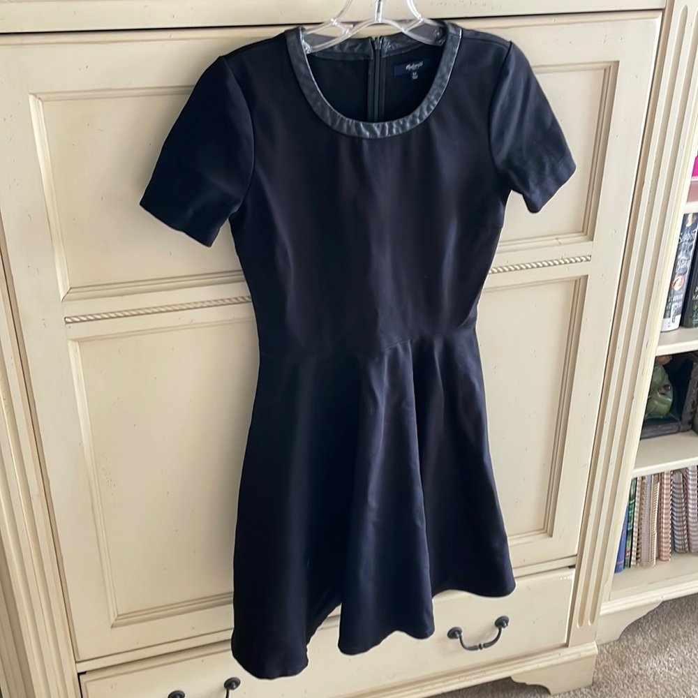 Madewell little black dress with leather trim